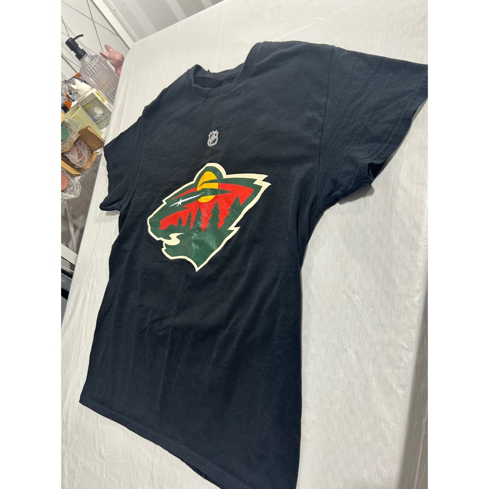 NHL Minnesota Wild Black Logo T-Shirt Gildan Mens Medium Hockey Tee